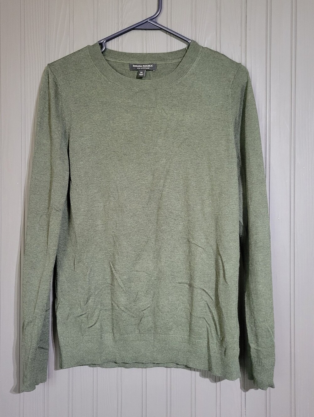 Banana Republic Long Sleeve Sweater Silk Cashmere Crewneck Green Women's Medium